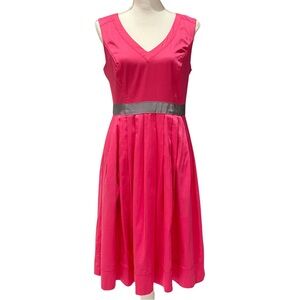 NWOT Nine West Hot Pink A-Line Sleeveless Dress | V-Neck + POCKETS! (6)